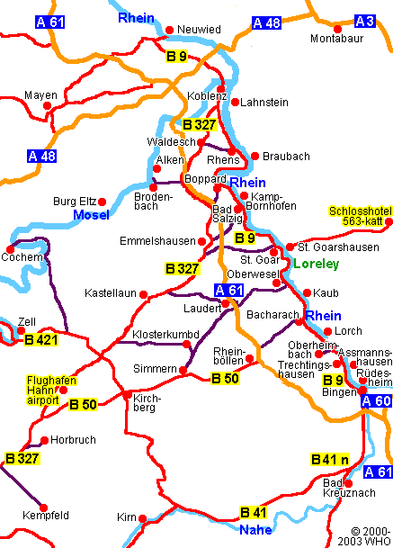 Hotel Flughafen Airport Hahn Landkarte Straenkarte Hunsrck Rhein Mosel